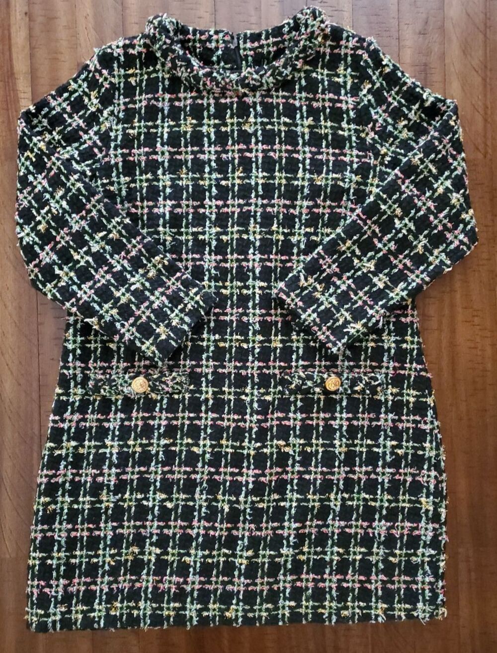 NWT Women's Elegant Woven Tweed Long Sleeve Jackie O Style Dress - Size XL